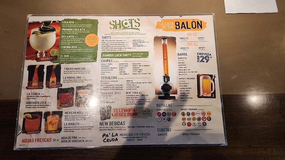 Ojos Locos Sports Cantina - Mesa Menu - Image 1