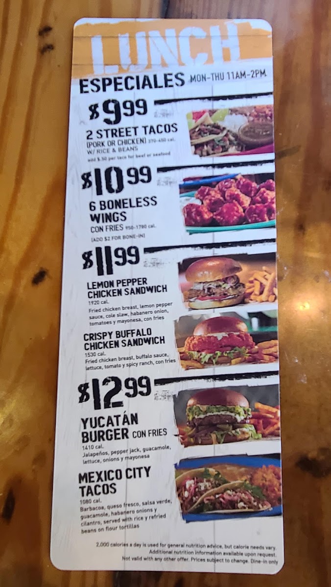 Ojos Locos Sports Cantina - Mesa Menu - Image 3